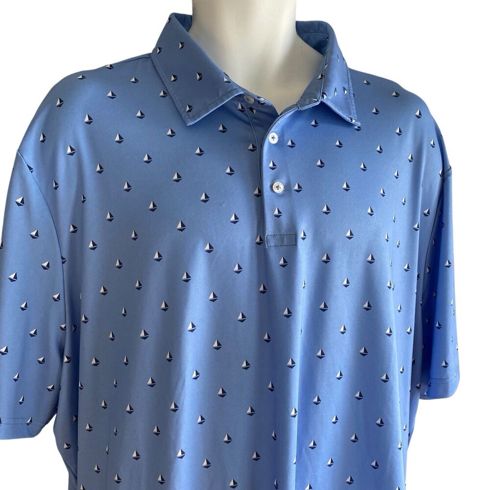 Polo Ralph Lauren Shirt Men's 2XL Blue Sailboat Performance Golf Stretch Polo